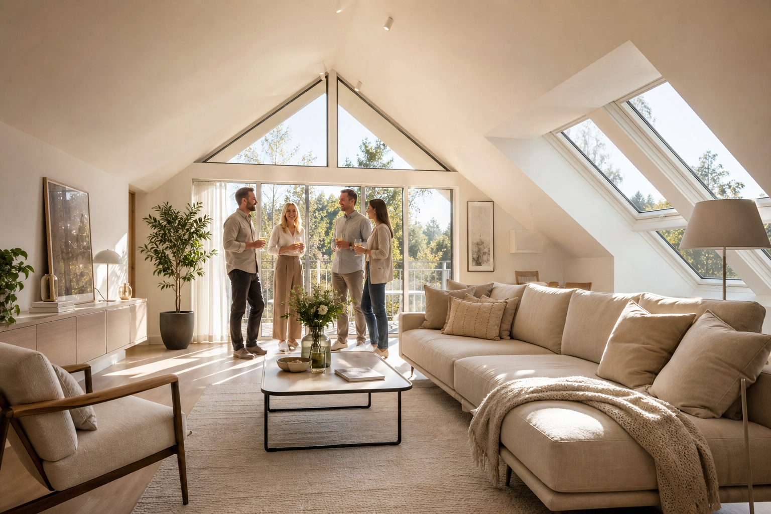 Fertig ausgebautes, helles Dachgeschoss-Wohnzimmer